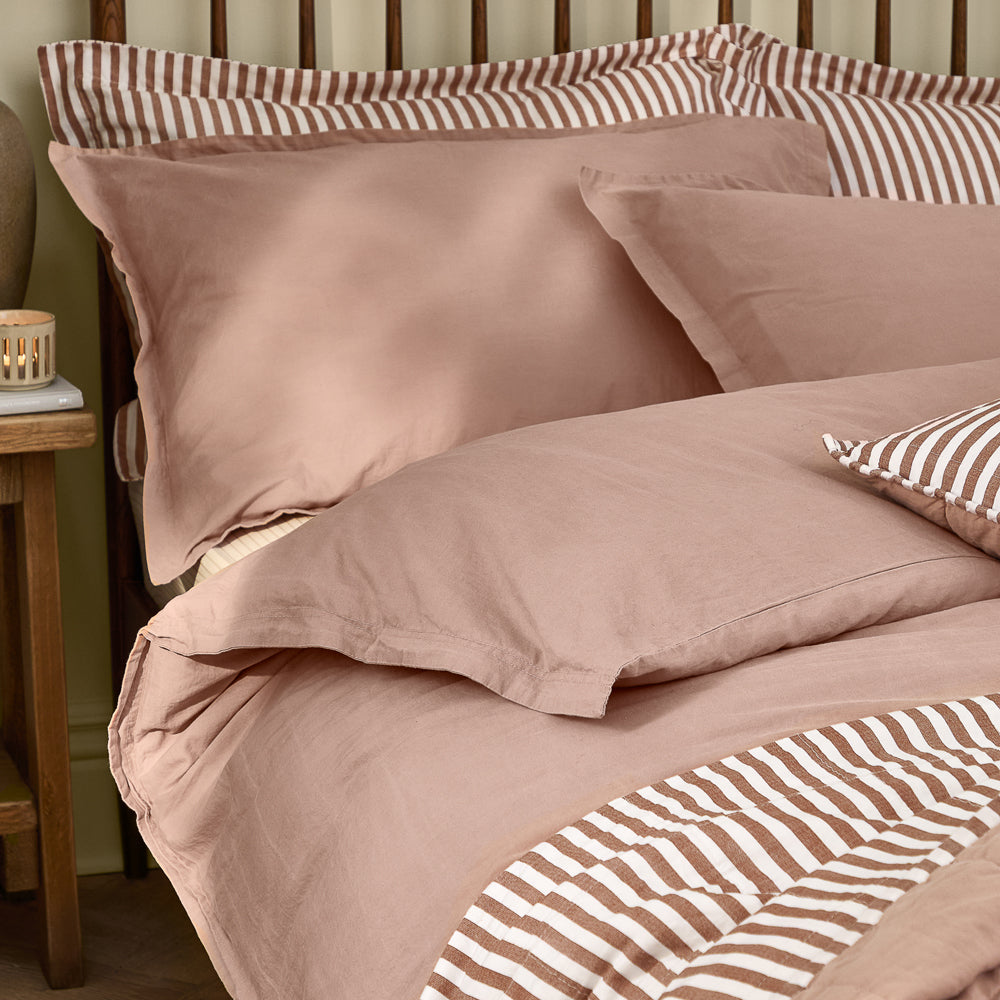 Plain Pink Bedding - Hebden Washed Cotton Duvet Cover Set Cotta Yard