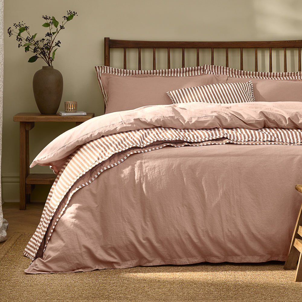 Plain Pink Bedding - Hebden Washed Cotton Duvet Cover Set Cotta Yard