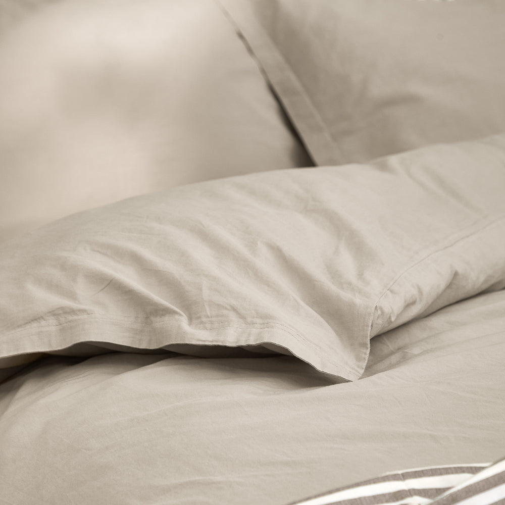 Plain Beige Bedding - Hebden Washed Cotton Duvet Cover Set Stone Yard