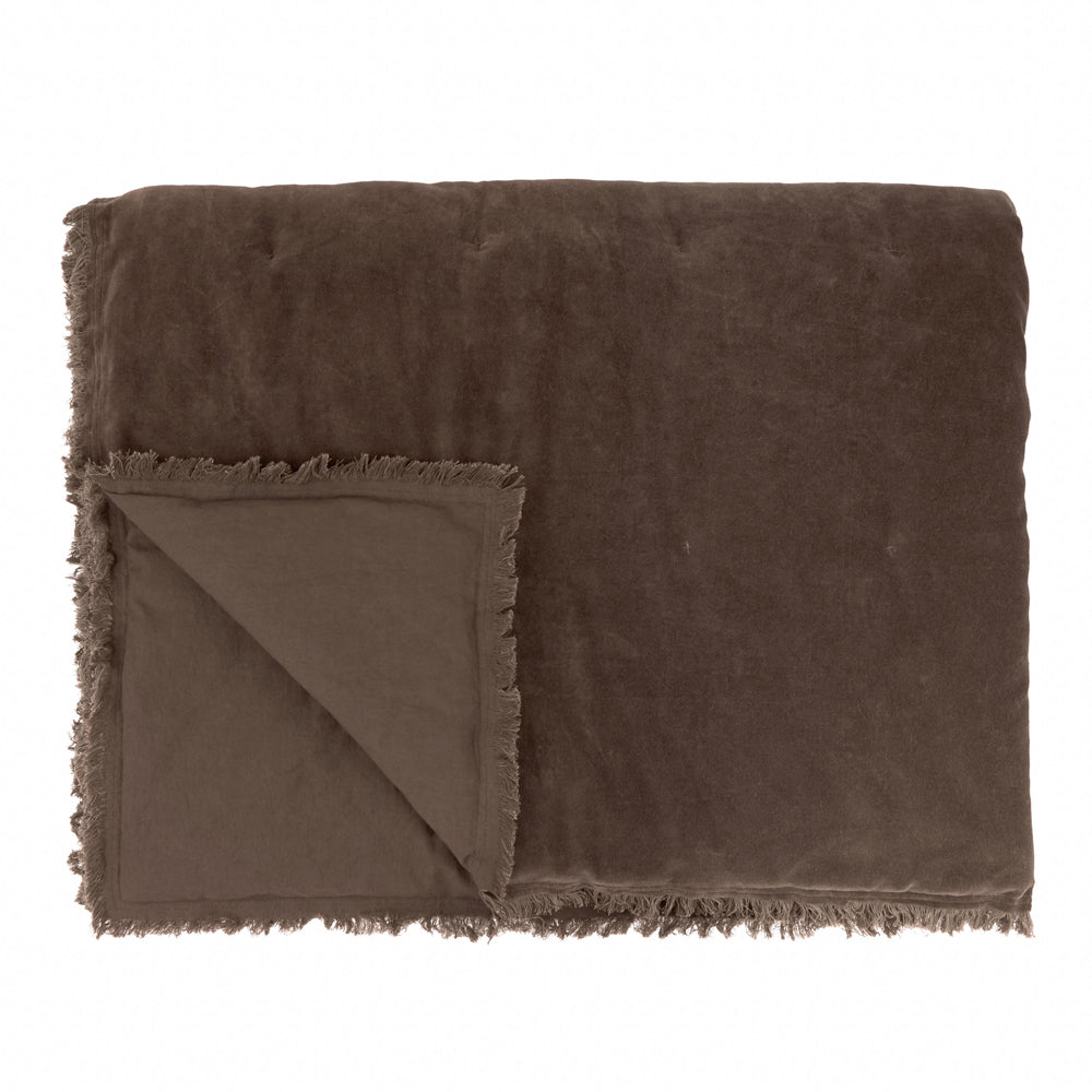 Jaye Cotton Velvet Filled Bedspread Bitter Chocolate