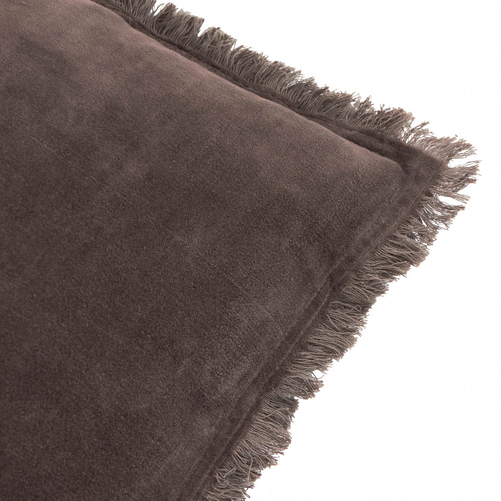 Plain Brown Cushions - Jaye Cotton Velvet Cushion Cover Bitter Chocolate Yard