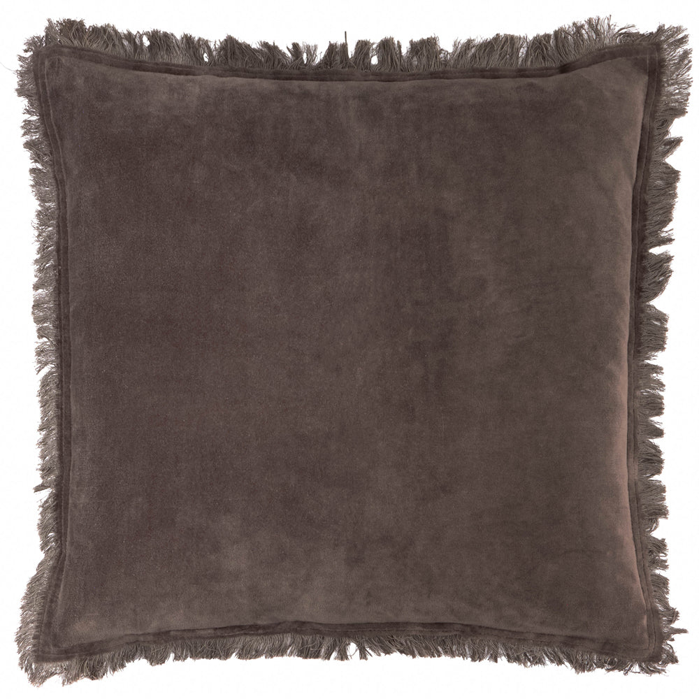 Plain Brown Cushions - Jaye Cotton Velvet Cushion Cover Bitter Chocolate Yard