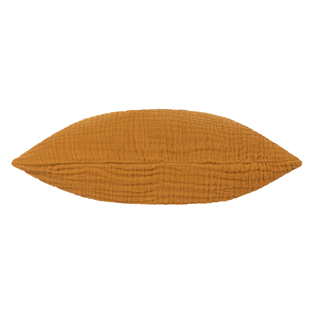 Plain Orange Cushions - Lark Muslin Crinkle Cotton Fibre Filled Cushion Cumin Yard