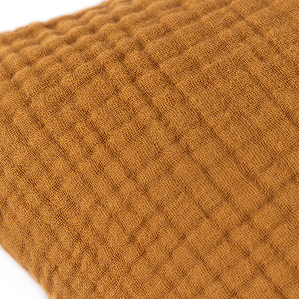 Plain Orange Cushions - Lark Muslin Crinkle Cotton Fibre Filled Cushion Cumin Yard