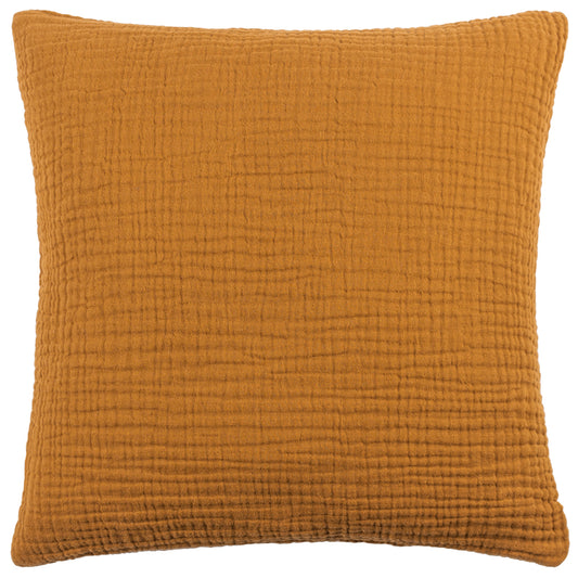 Plain Orange Cushions - Lark Muslin Crinkle Cotton Fibre Filled Cushion Cumin Yard