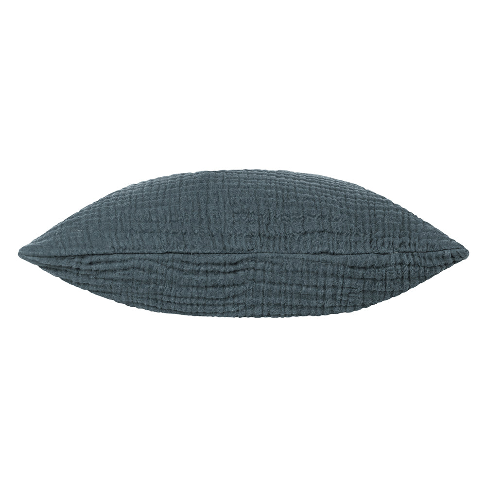 Plain Blue Cushions - Lark Muslin Crinkle Cotton Fibre Filled Cushion Dusk Yard