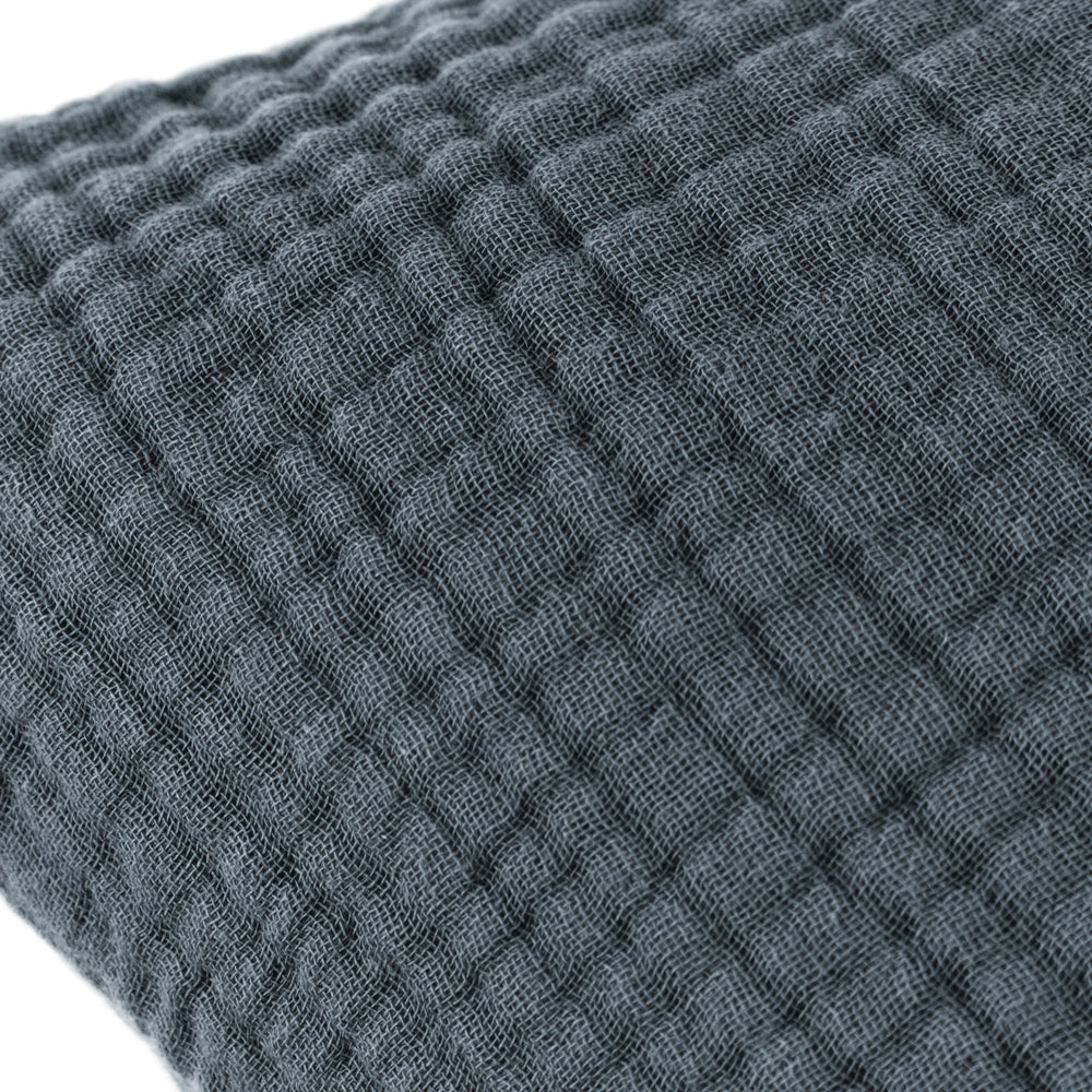 Plain Blue Cushions - Lark Muslin Crinkle Cotton Fibre Filled Cushion Dusk Yard