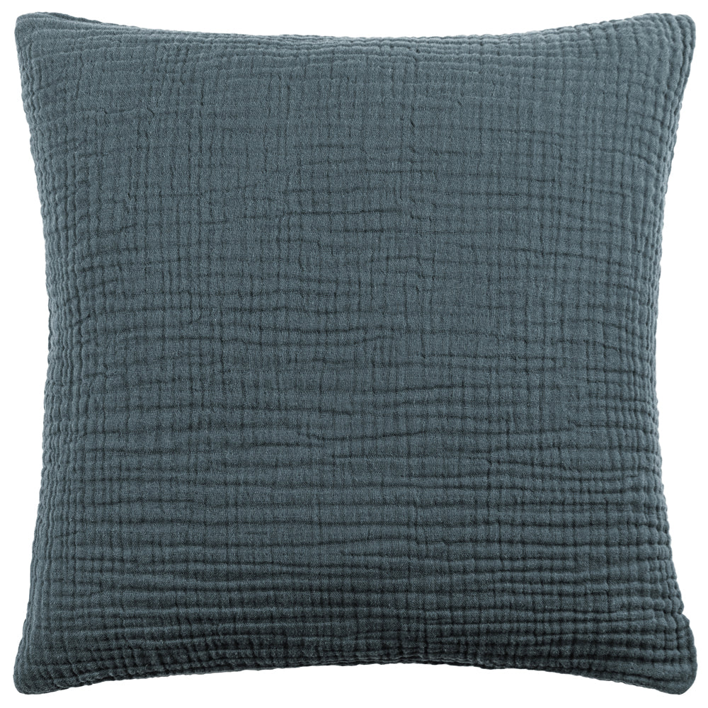 Plain Blue Cushions - Lark Muslin Crinkle Cotton Fibre Filled Cushion Dusk Yard
