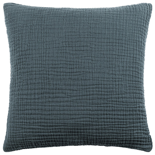 Plain Blue Cushions - Lark Muslin Crinkle Cotton Fibre Filled Cushion Dusk Yard