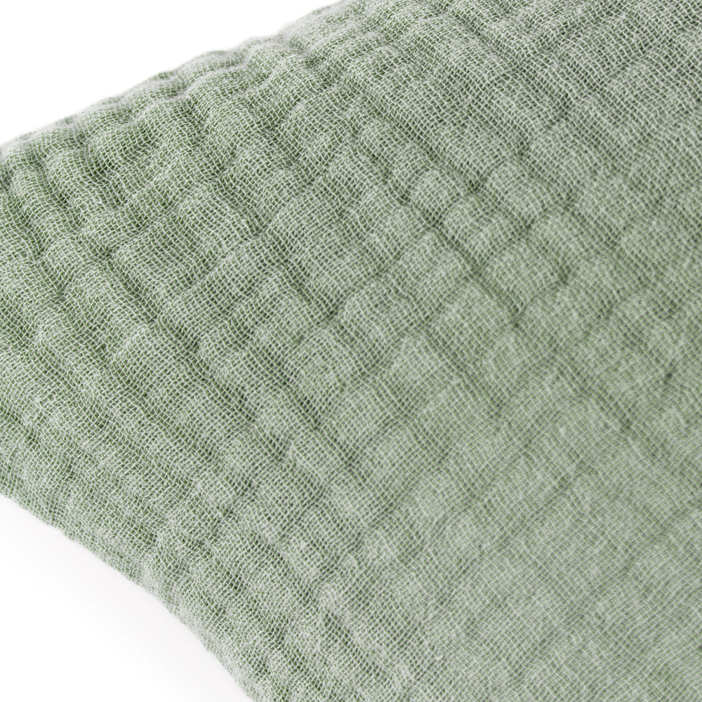 Plain Green Cushions - Lark Muslin Crinkle Cotton Fibre Filled Cushion Eucalyptus Yard