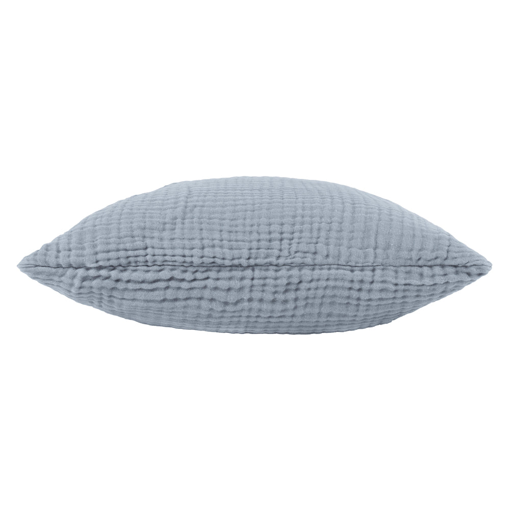 Plain Blue Cushions - Lark Muslin Crinkle Cotton Fibre Filled Cushion Mineral Blue Yard