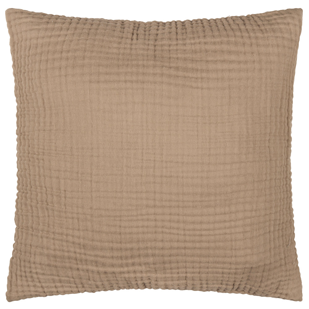 Plain Brown Cushions - Lark Muslin Crinkle Cotton Fibre Filled Cushion Mole Yard
