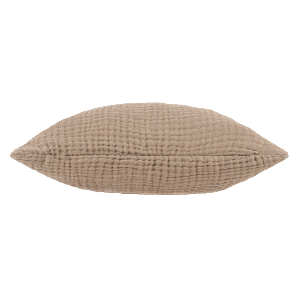 Plain Brown Cushions - Lark Muslin Crinkle Cotton Fibre Filled Cushion Mole Yard