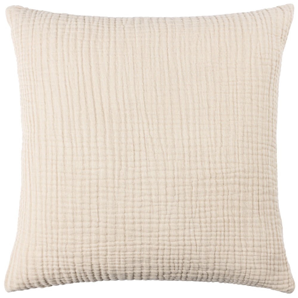 Plain Beige Cushions - Lark Muslin Crinkle Cotton Fibre Filled Cushion Natural Yard