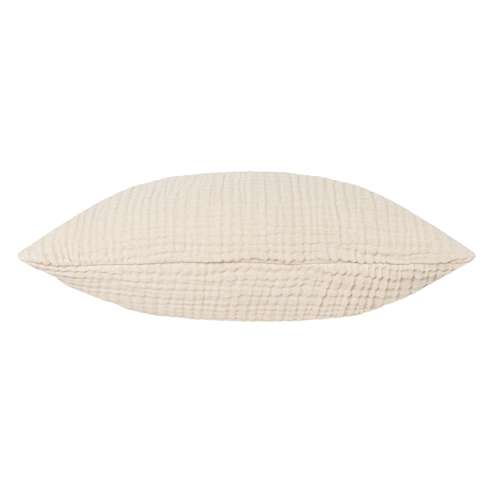 Plain Beige Cushions - Lark Muslin Crinkle Cotton Fibre Filled Cushion Natural Yard