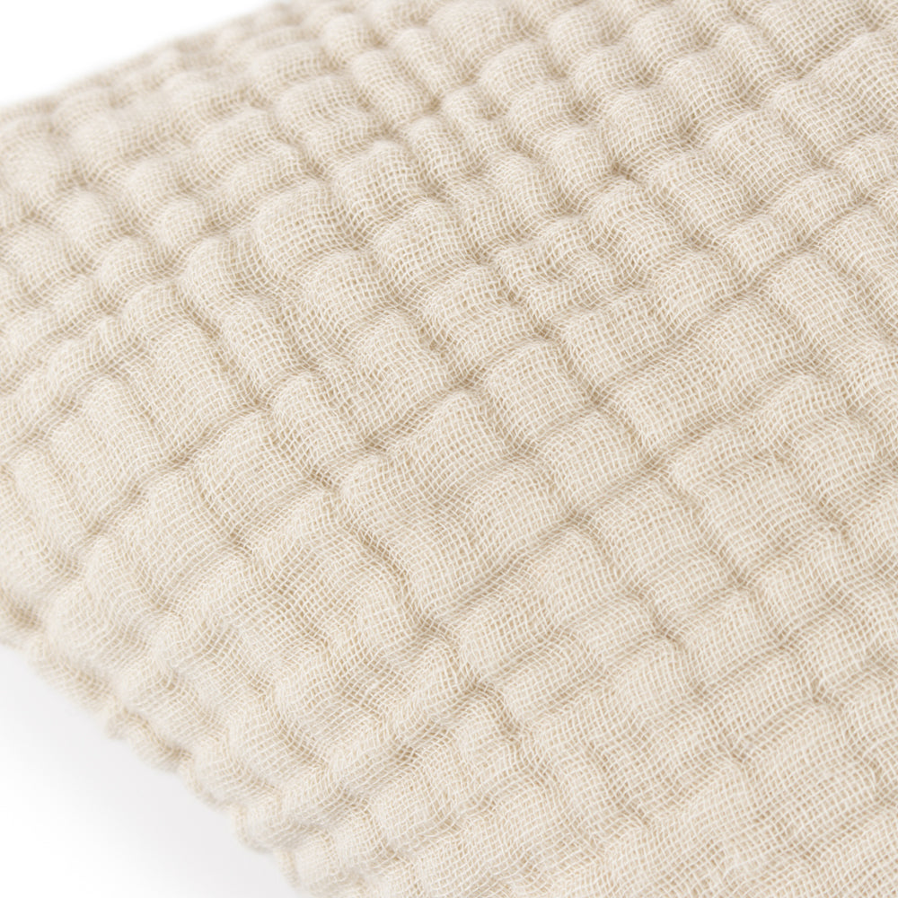 Plain Beige Cushions - Lark Muslin Crinkle Cotton Fibre Filled Cushion Natural Yard
