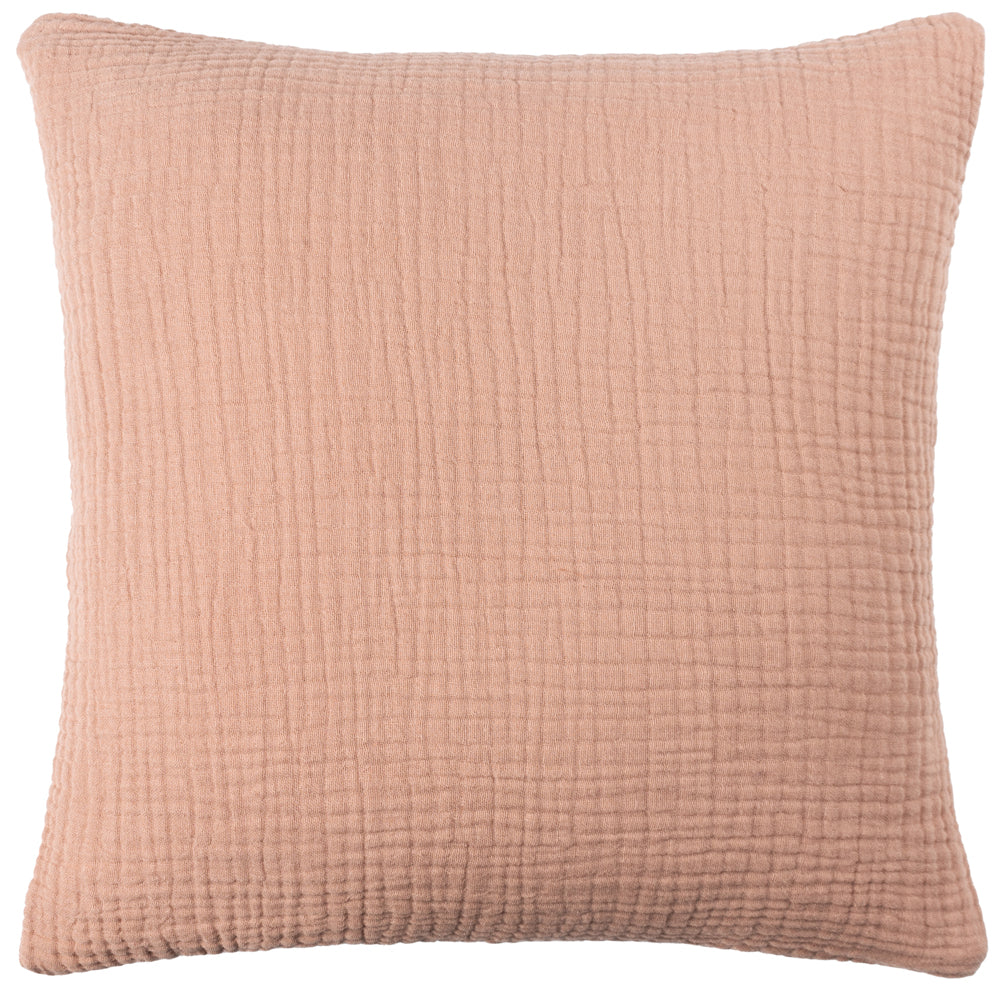 Plain Pink Cushions - Lark Muslin Crinkle Cotton Fibre Filled Cushion Pink Clay Yard