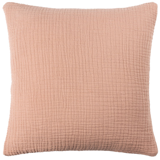 Plain Pink Cushions - Lark Muslin Crinkle Cotton Fibre Filled Cushion Pink Clay Yard