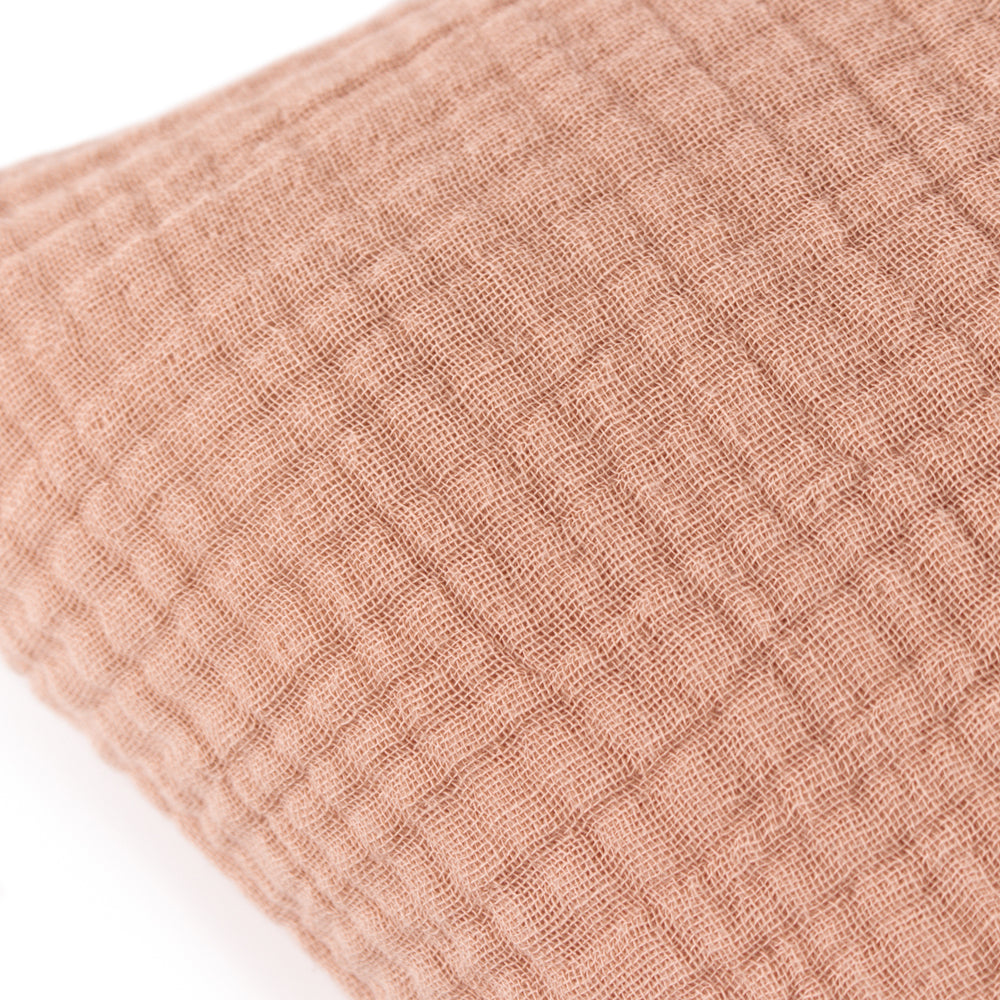 Plain Pink Cushions - Lark Muslin Crinkle Cotton Fibre Filled Cushion Pink Clay Yard