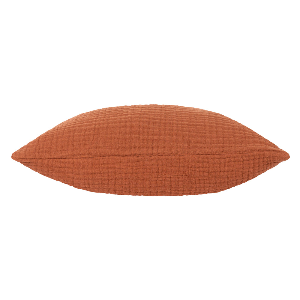 Plain Red Cushions - Lark Muslin Crinkle Cotton Fibre Filled Cushion Pecan Yard