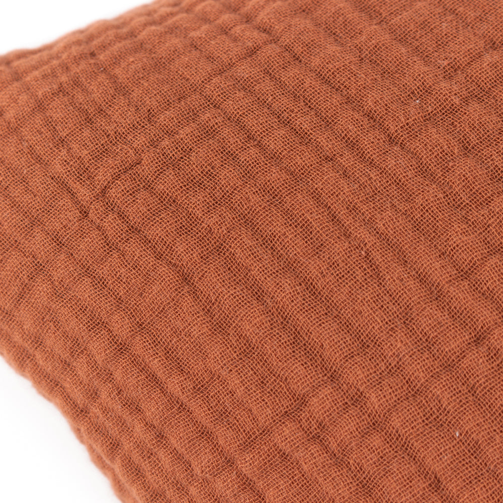 Plain Red Cushions - Lark Muslin Crinkle Cotton Fibre Filled Cushion Pecan Yard