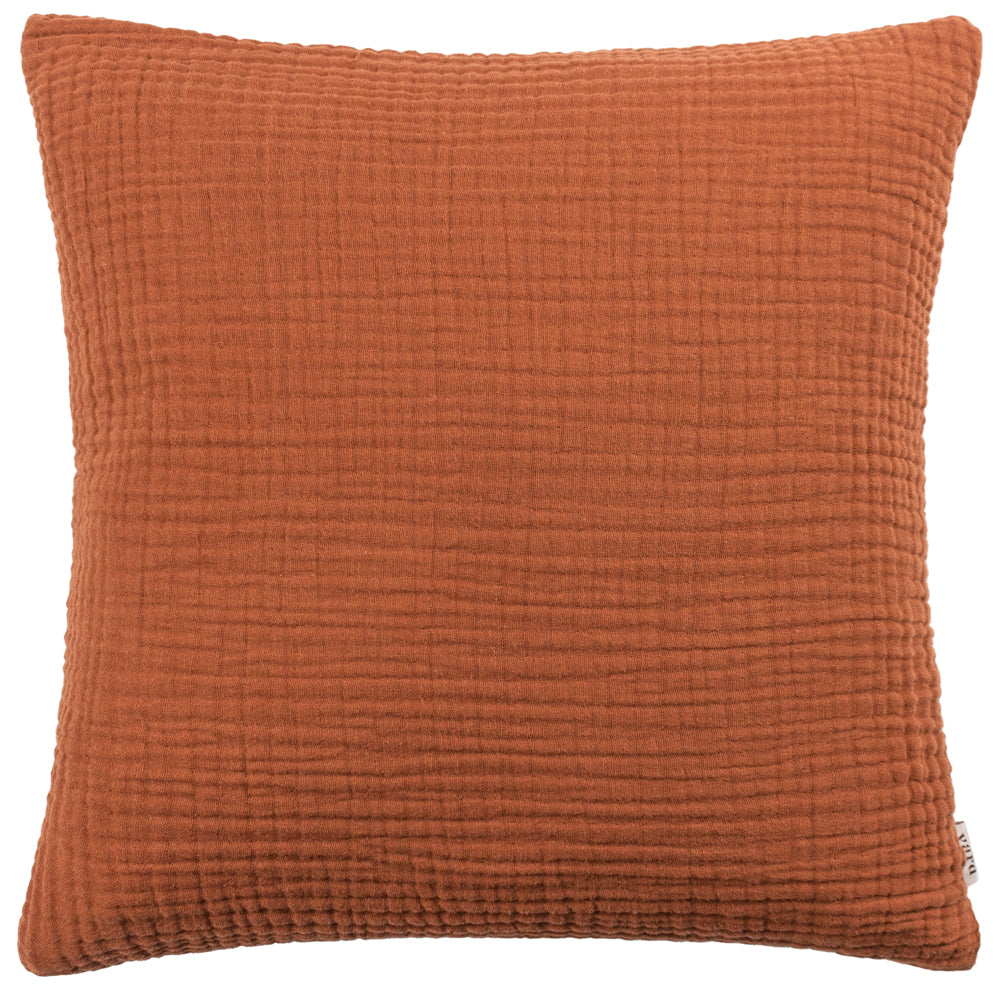 Plain Red Cushions - Lark Muslin Crinkle Cotton Fibre Filled Cushion Pecan Yard