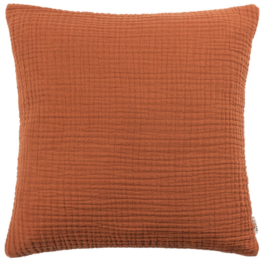 Plain Red Cushions - Lark Muslin Crinkle Cotton Fibre Filled Cushion Pecan Yard