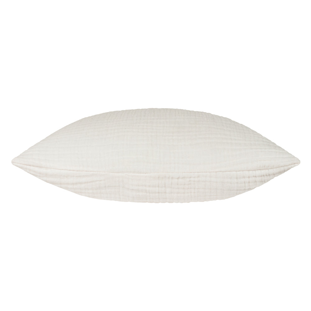 Plain White Cushions - Lark Muslin Crinkle Cotton Fibre Filled Cushion White Yard