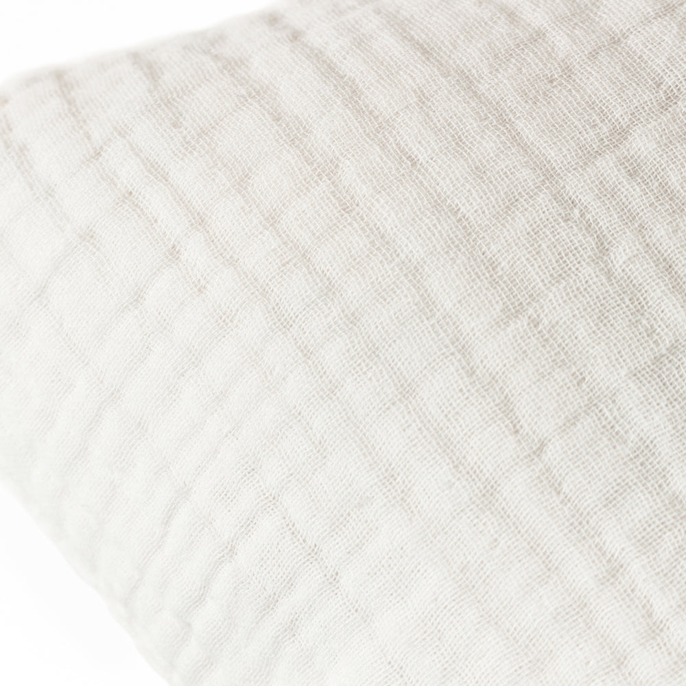 Plain White Cushions - Lark Muslin Crinkle Cotton Fibre Filled Cushion White Yard