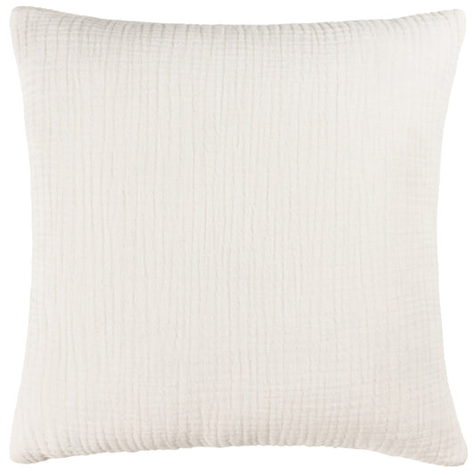 Plain White Cushions - Lark Muslin Crinkle Cotton Fibre Filled Cushion White Yard