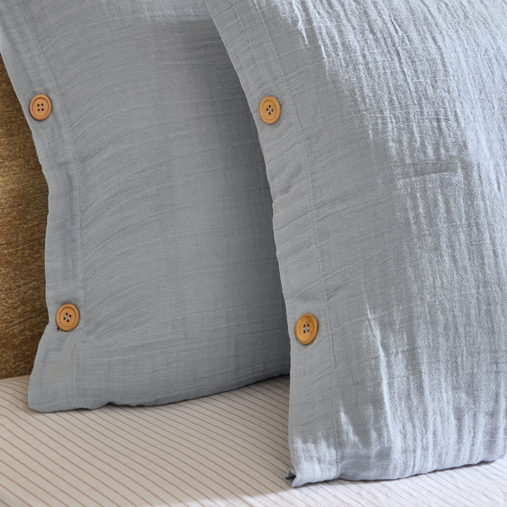 Plain Blue Bedding - Lark Cotton Muslin Duvet Cover Set Mineral Blue Yard