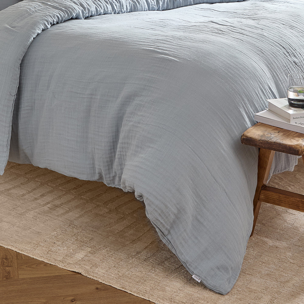 Plain Blue Bedding - Lark Cotton Muslin Duvet Cover Set Mineral Blue Yard