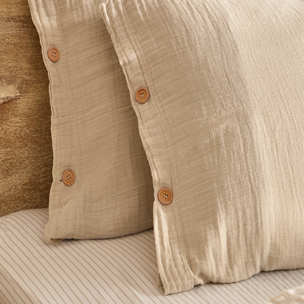 Plain Beige Bedding - Lark Cotton Muslin Duvet Cover Set Natural Yard