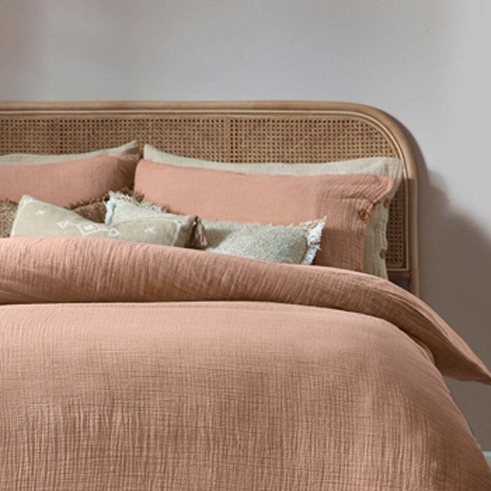 Plain Pink Bedding - Lark Cotton Muslin Duvet Cover Set Pink Clay Yard