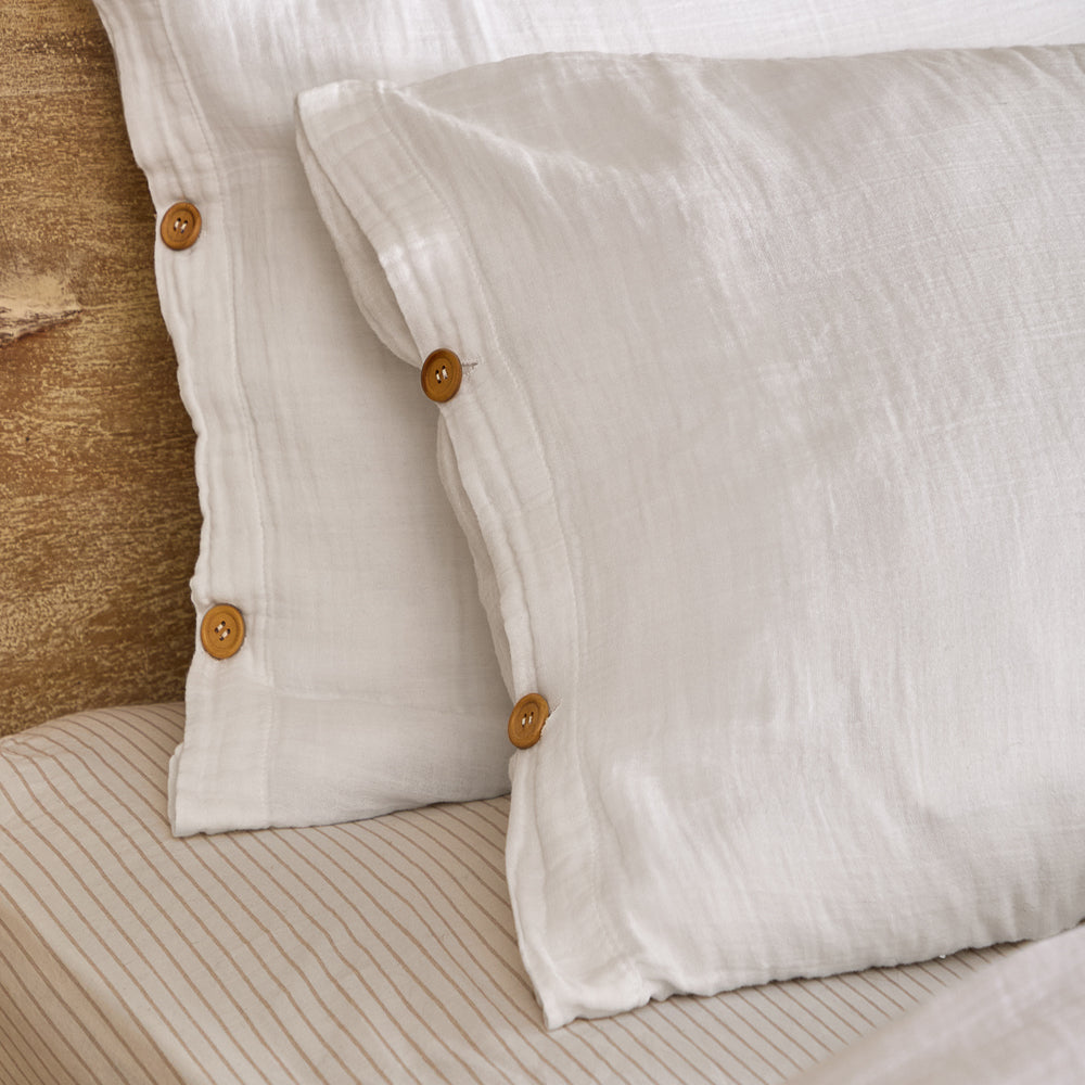 Plain White Bedding - Lark Cotton Muslin Duvet Cover Set White Yard