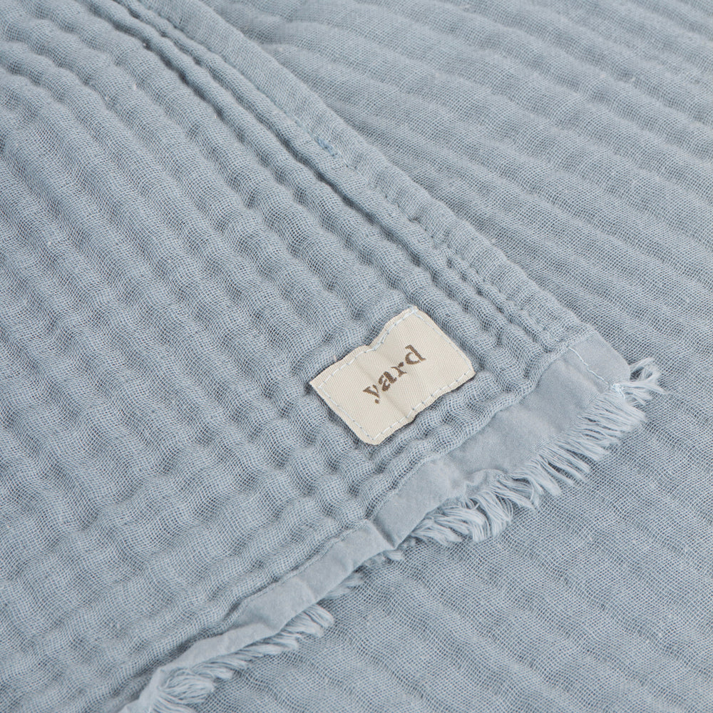 Plain Blue Throws - Lark Muslin Cotton Throw Mineral Blue Yard