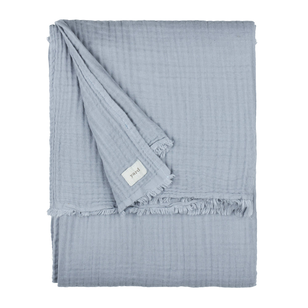 Plain Blue Throws - Lark Muslin Cotton Oversized Throw Mineral Blue Yard