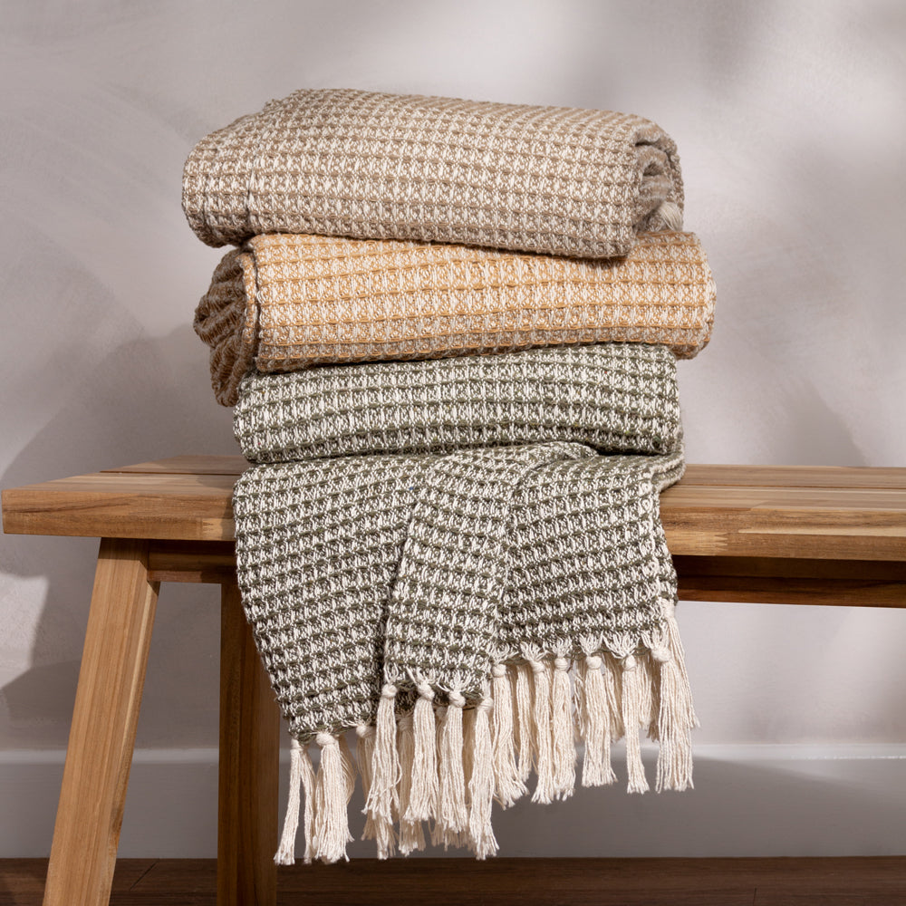 Plain Cream Throws - Lorne  Throw Biscuit Yard