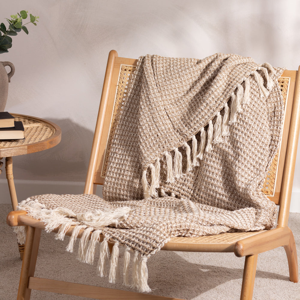 Plain Cream Throws - Lorne  Throw Biscuit Yard
