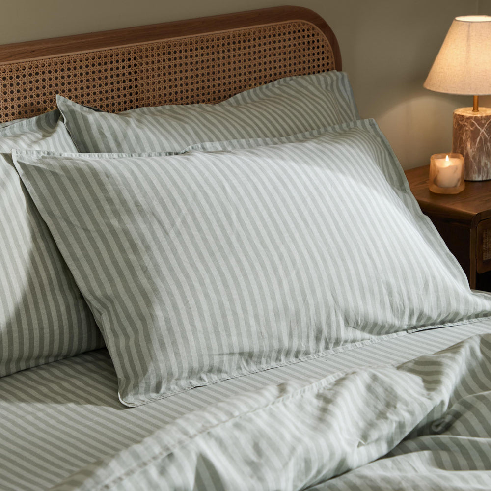 Striped Green Bedding - Marlow Stripe 100% Cotton Duvet Cover Set Artichoke/Sage Yard