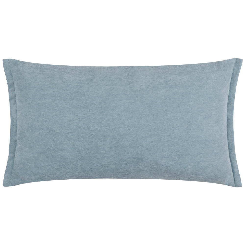 Plain Blue Cushions - Merton Rectangular Velvet Polyester Filled Cushion Dusty Blue Yard