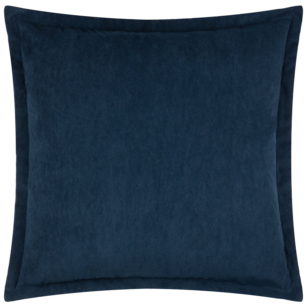 Plain Blue Cushions - Merton Square Velvet Polyester Filled Cushion Indigo Yard