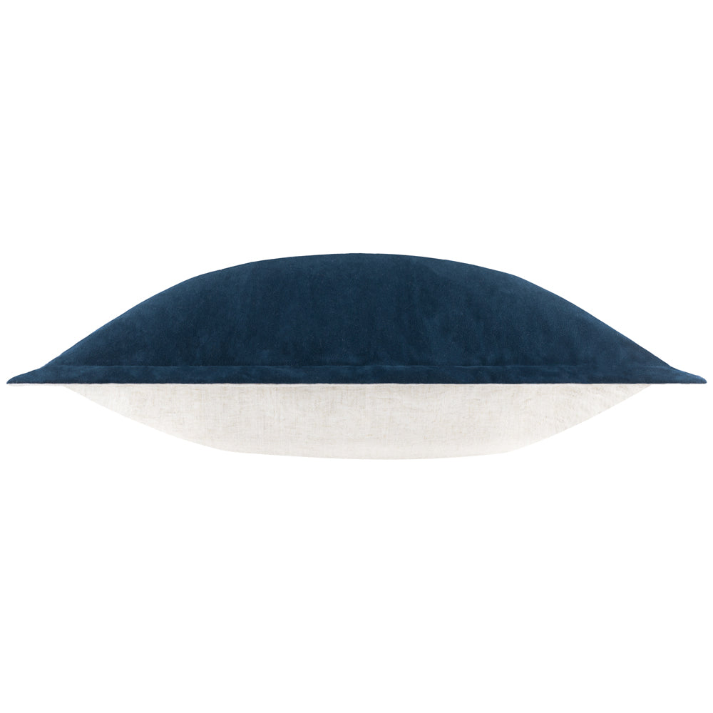 Plain Blue Cushions - Merton Square Velvet Polyester Filled Cushion Indigo Yard