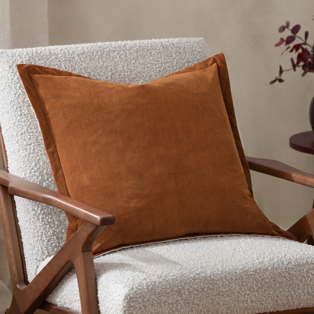 Plain Orange Cushions - Merton Square Velvet Polyester Filled Cushion Pecan Yard