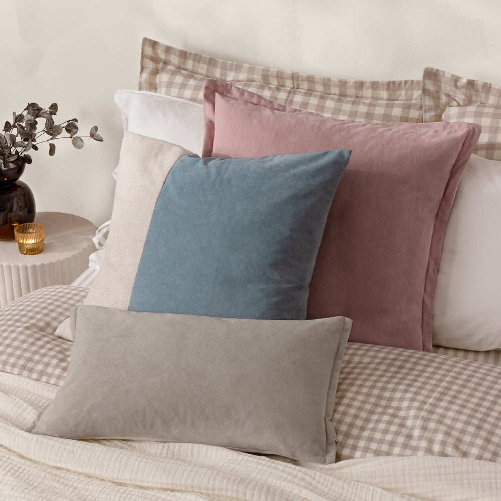 Not Applicable Blue Cushions - Morden Soft-Washed Velvet Polyester Filled Cushion Dusty Blue Yard