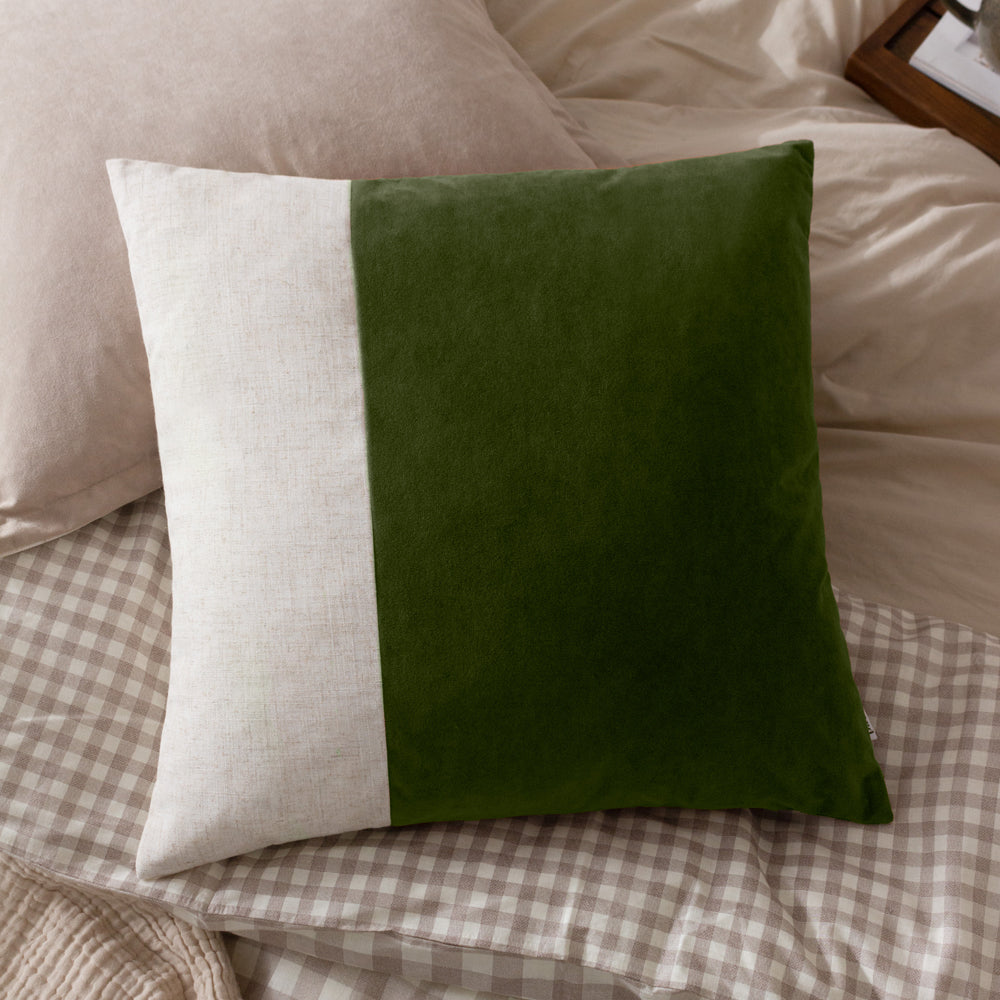 Not Applicable Green Cushions - Morden Soft-Washed Velvet Polyester Filled Cushion Olive Oil Yard