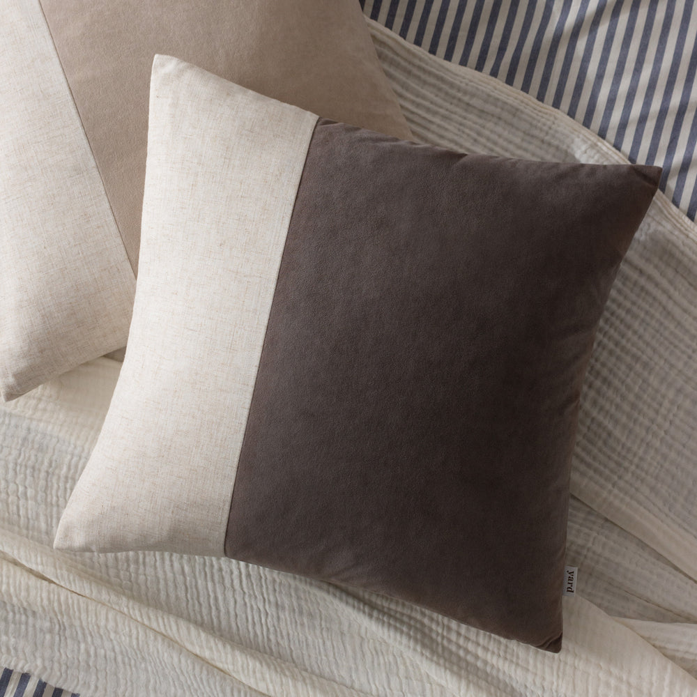 Not Applicable Beige Cushions - Morden Soft-Washed Velvet Polyester Filled Cushion Taupe Yard