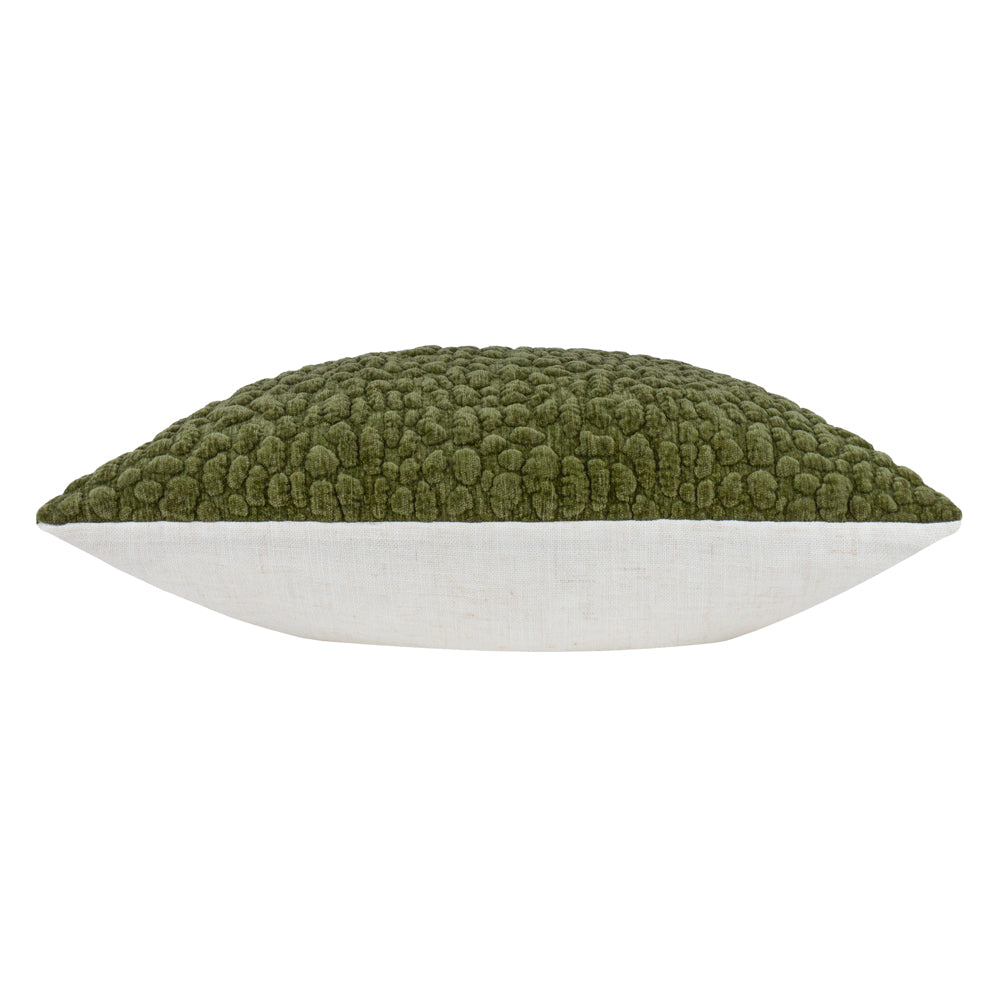 Abstract Green Cushions - Pebble Textured Chenille Polyester Filled Cushion Lichen Yard