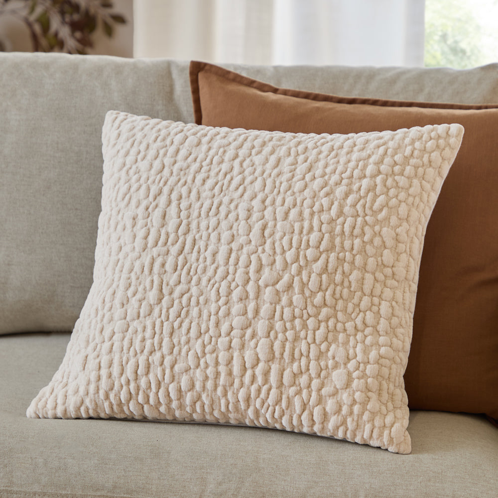 Abstract Beige Cushions - Pebble Textured Chenille Polyester Filled Cushion Natural Yard
