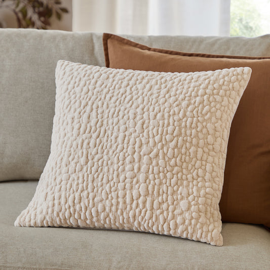 Abstract Beige Cushions - Pebble Textured Chenille Polyester Filled Cushion Natural Yard